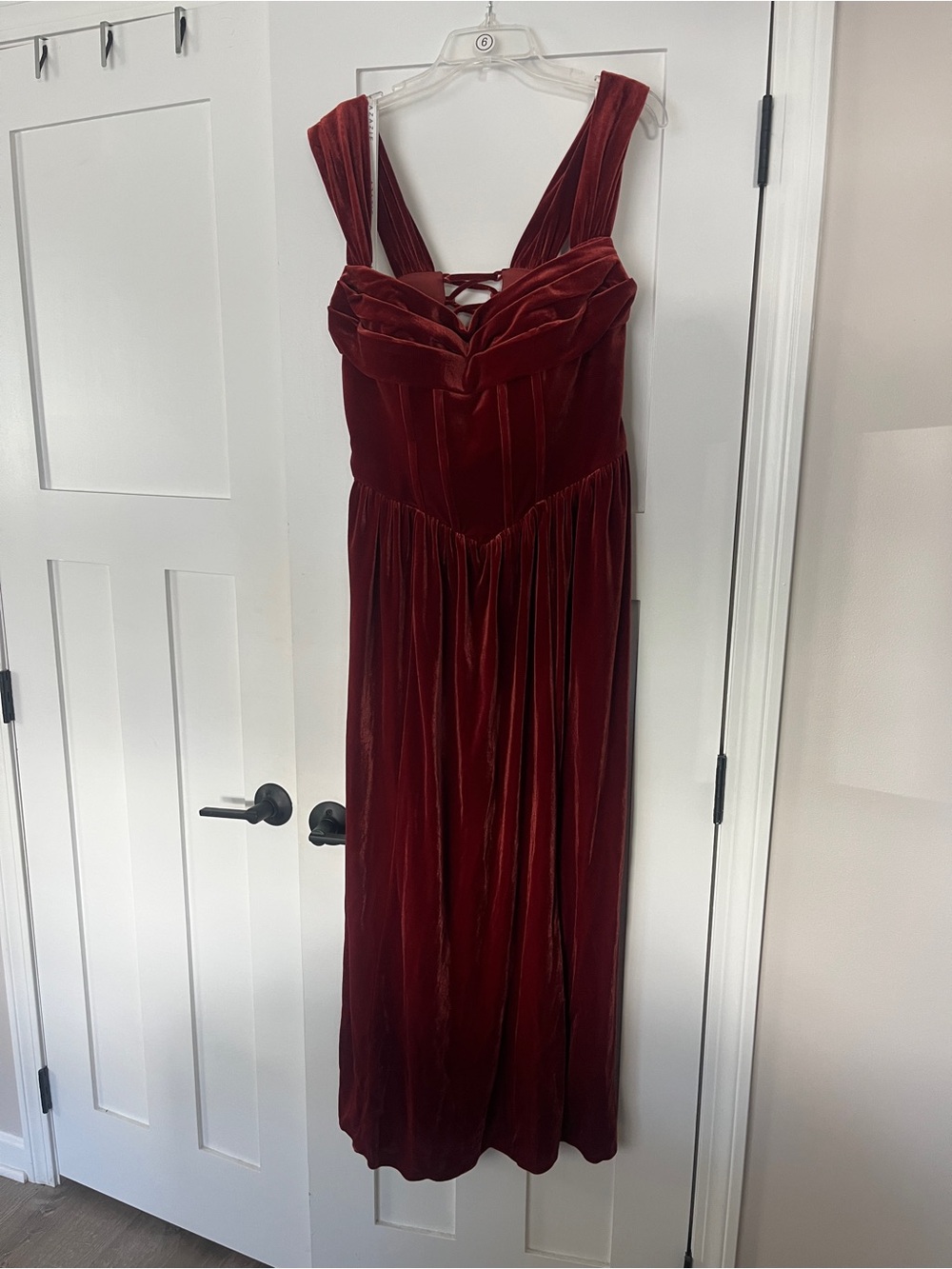 Azazie Velvet Maxi Dress in Burgundy